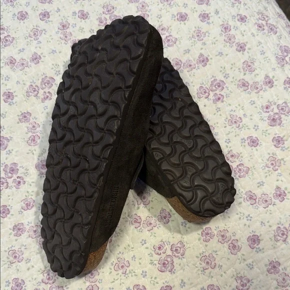 Birkenstock Dark Brown Suede Boston Clogs with Copper Buckles - Picture 4 of 6